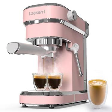 Imagem de Laekerrt Máquina de café expresso profissional de 20 barras com espumador de leite, cafeteira caseira de aço inoxidável para cappuccino e latte, presente para mulheres, esposa, filha, mãe, rosa