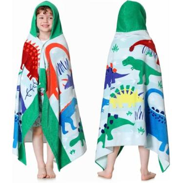 Imagem de Toalha de banho de praia com capuz para crianças, 76 cm x 127 cm, toalha de banho de algodão puro macio para crianças de 3 a 10 anos, poncho absorvente de toalha grande para meninos e meninas (mundo