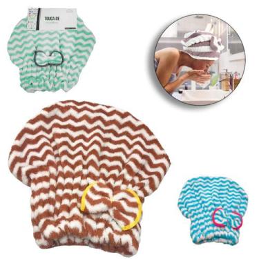 Imagem de Touca Toalha Para Secar Cabelo Pos Banho De Microfibra 29x25cm - Fu Xi