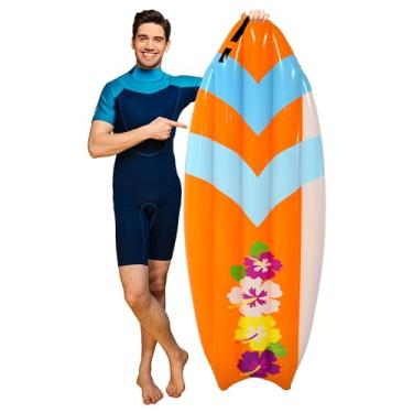 Imagem de 4E's Novelty Decoração De Prancha De Surfe Inflável De 5,5 Pés, Brinquedo De Festa De Luau De Piscina Para Praia, Prancha De Surfe Inflável Flutuante Para Adultos E Crianças, Decoração De Festa De V