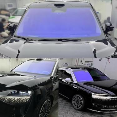 Imagem de XhuangTech Película matizadora de janela para carros, camaleão roxo para janela de carro, 73,8% película solar de proteção interna VLT, bloqueio de calor anti UV, escurecimento para janelas laterais