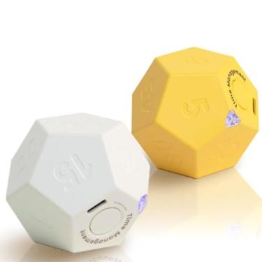 Imagem de SHPTDJTIC Temporizador Pomodoro giratório recarregável de produtividade, temporizador de chuveiro à prova d'água, flip mudo magnético, alerta de vibração e som, temporizador para cozinhar na cozinha,