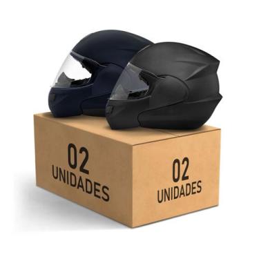 Imagem de Kit 2 Capacetes Escamoteáveis Pro Tork Attack Elite Fosco Moto Proteçã
