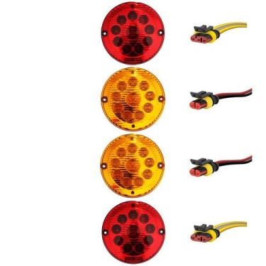 Imagem de KIT 4 Lanterna Traseira Ônibus Cometa 155mm 10 LED 24V + Conector - Ba