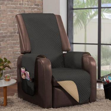 Imagem de Capa de Sofa Impermeável 1 Lugar Caqui-Preto - Charme do Detalhe, Caqu