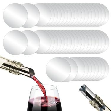 Imagem de Disco de dosador de vinho, discos de rolha e despejador de vinho prateado, disco reutilizável de alumínio para garrafa de vinho, 15 peças, cartão fino para dispensador de líquido de bebidas de vinho