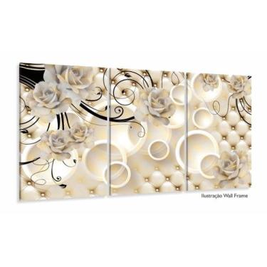 Imagem de Quadros Decorativos Vintage Rosas Flores Quarto Sala 120x60 3 peças - 
