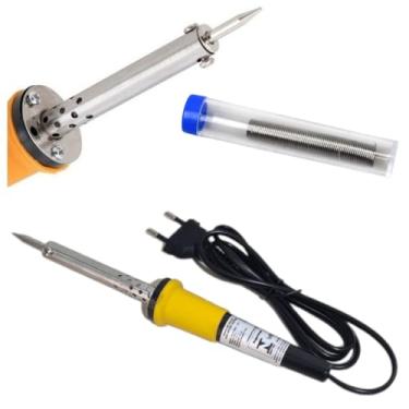 Imagem de Ferro de Soldar 60W, 220V, 22cm, com Kit Estanho e Cabo de Alimentação