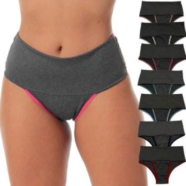 Imagem de Kit 7 Calcinha Modeladora Fitness Cós Alto Feminina Compressão Abdomin