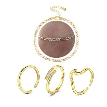 Imagem de Longita Anéis de dedo de ouro para mulheres, anel de dedo do pé dourado não mancha, impermeável, ajustável, anéis de dedo do pé e tornozeleiras para mulheres, joias de dedo grande simples, Metal, Liga