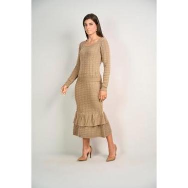 Imagem de Blusa De Frio Longa Saia Midi Conjunto Tricot Modal Premium-Feminino