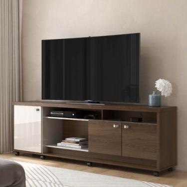 Imagem de Rack Dallas para TV até 75 polegadas com 3 Portas e Rodízios Imbuia/Of