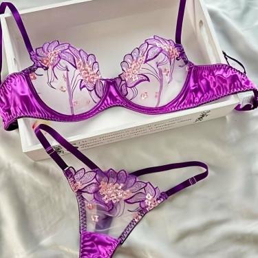 Imagem de Conjunto de Lingerie Floral Transparente Sexy ElaShopp