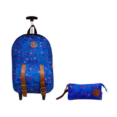 Imagem de Mochila Rodinha Feminina Cor Marinho Lhama Escolar Ótima