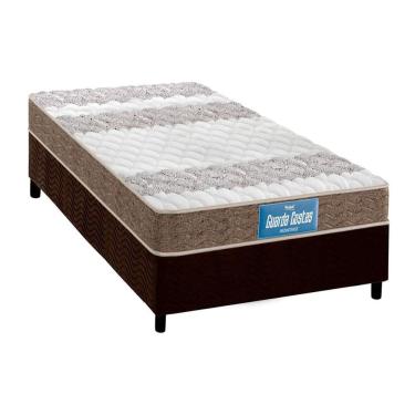 Imagem de Cama Box Solteiro: Colchão Ortopédico Probel D33/EP Anatômico Guarda Costas Próintense Double Face + Base crc Suede Brown(88x188)