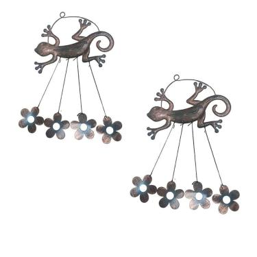 Imagem de Sino Dos Ventos Lagartixa Flores Kit 2 Unidades Jardim Quintal Varanda Enfeite Ambiente Externo Decoraçao