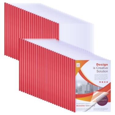 Imagem de Thenshop 100 capas de relatório transparentes com barras deslizantes, barra deslizante, pasta de arquivo, pasta de plástico para arquivos, papel, livro, retomar cartas, escritório, capacidade para 30