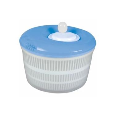 Imagem de Seca Salada 4,5l Centrífuga Verduras Folhas Legumes Multiuso Plástico Giratório Resistente (AZUL CLARO)