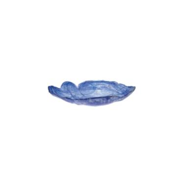 Imagem de Prato de frutas de vidro simples para casa, sala de estar, tigela de salada transparente para lanche de frutas - 22,5 cm pedra granulada azul