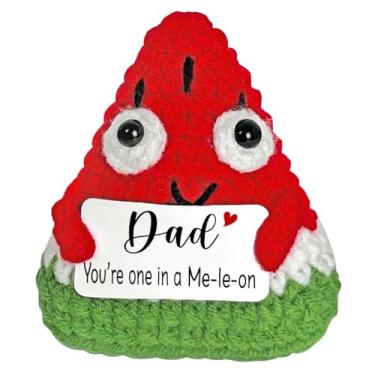 Imagem de Funny Dad Birthday Gift from Daughter, Son, Kid, Mini Handmade Crochet Watermelon - Dad You're One in a Me-le-on, Gifts for Daddy for Fathers Day, Birthday, Christmas, Easter