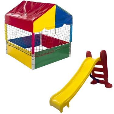 Imagem de Piscina de Bolinhas Quadrada 1,00m Escorregador Médio Nacional Premium