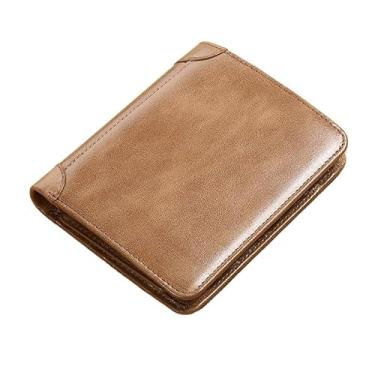 Imagem de Carteira Antifurto Masculina De Couro Legítimo Vintage De Trifold E Bifold À Escolha (Castanho Vintage, Trifold)