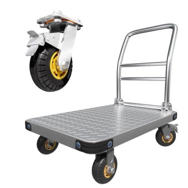 Imagem de Lomive Carrinho De Mão Para Plataforma Serviço Pesado, Plano Movimentação, Empurrar Aço 1500 Libras, Grande 30 X 19 Pol. Com Rodas Giratórias 5 E 360 Graus Fácil Armazenamento