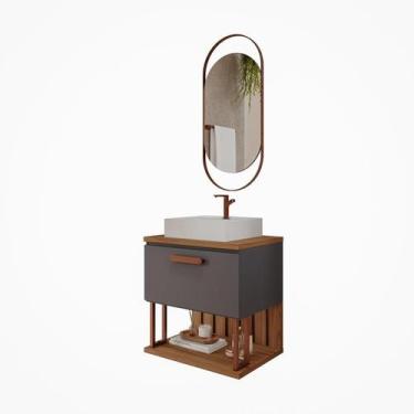 Imagem de Gabinete de Banheiro Duna 60 com Espelho Lumini Titanium/Freijo - MGM