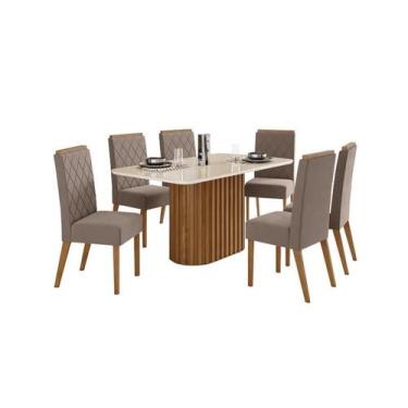 Imagem de Mesa Jantar Solana 160 6 Cadeiras Nina Amendoa - Henn