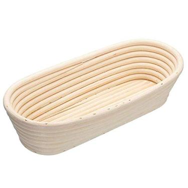 Imagem de Cesta de pão, cestas de massa de bambu de vime feitas à mão com linha raspadora de massa de pão para assar pão Banneton, à prova de fermento-A