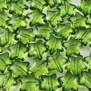 Imagem de 50 contas de estrela de cristal acrílico 20 mm contas facetadas em forma de estrela para fazer joias, pulseira, colar, chaveiros, artesanato DIY (verde grama)