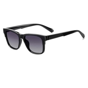 Imagem de VFDHN Óculos de sol masculino UV400 com visão noturna e armação para dirigir e pescar (preto brilhante e cinza)