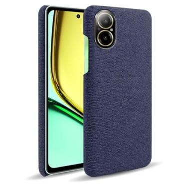 Imagem de Capa para OPPO Realme C67 4G,Capa desenhada em lona,Case Protetora Ultrafina com Empunhadura Macia,Design em Tecido Antichoque e Antiarranhões-Blue