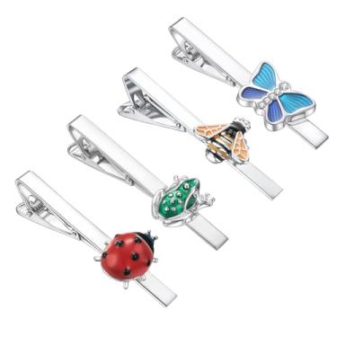 Imagem de RunootPR Prendedores de gravata prateados para homens, borboleta, abelha, 5,5 cm, prendedor personalizado, para terno, barra de gravata, festa de casamento, joias para presente, 2.2inches, latão