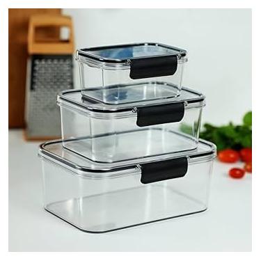 Imagem de Kit 3 Organizador Pote Hermético Cozinha Mantimentos Clear Empilhável 100% Vedado Com Trava BPA Free (500ml + 1,4l + 2,3l) (KIT COMPLETO (500ml + 1,4l + 2,3l))