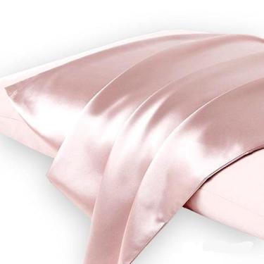 Imagem de Vividmoo 22 Capa de almofada Momme 6A de seda de amoreira de ambos os lados 100% natural pura capa de travesseiro/fronha para cabelo e pele envelope/fecho dobrado, padrão Queen King (rosa molhado