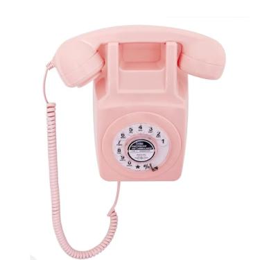 Imagem de Telefone fixo retrô, telefone de parede Artisam clássico com fio, mostrador giratório vintage antigo com função de discagem para casa, escritório, hotel, escola
