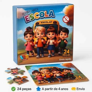 Imagem de Quebra Cabeça - Escola 24 Peças Madeira - IOB