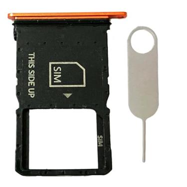 Imagem de Substituição de suporte de bandeja de cartão SIM único para Motorola Moto Razr 2024 Razr 50 XT2453 XT2453-2 incluindo pino ejetor de cartão (laranja)