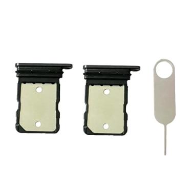 Imagem de Substituição do suporte da bandeja do cartão SIM 2 peças + pino ejetor de cartão para Google Pixel 7 (preto)