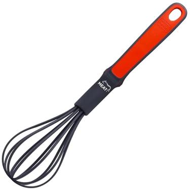 Imagem de (Vermelho) - Batedeira de carne vermelha para cozinha - Bigode de silicone Easy Grip para bater e bater ovos, leite, creme e mais - utensilios de cozinha codificados por cores da The Kosher Cook