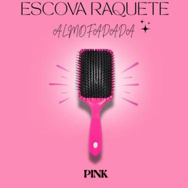 Imagem de Escova de Cabelo Raquete Pentear e Desembaraçar Almofadada Quadrada Ta