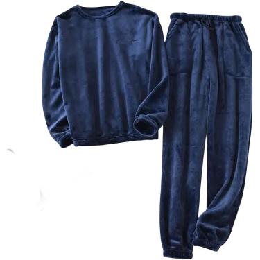 Imagem de Pijama De Inverno Pijama Masculino De Outono E Inverno Calças De Manga Comprida Terno Quente Mais Engrossado De Duas Peças Para Casa, 2, 3XL