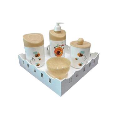 Imagem de Kit Higiene Abelhinha II Baby C/bandeja Nuvem E Quadrada Mdf - Dóia Ki