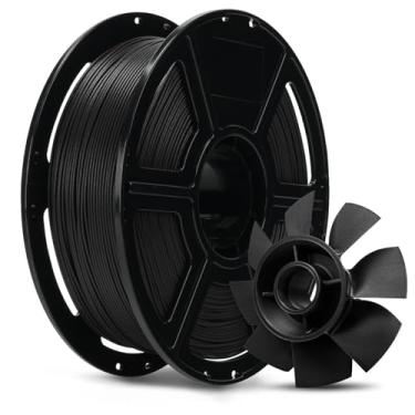 Imagem de Creator Filamento PLA preto de fibra de carbono 1,75 mm, 1 kg (2,2 lbs) Filamento de impressora 3D PLA reforçado com fibra de carbono, compatível com bocal de aço endurecido