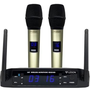 Imagem de Microfone Le Son Ls916 Base Multicanais Profissional Champanhe 2 canais 32 frequencias