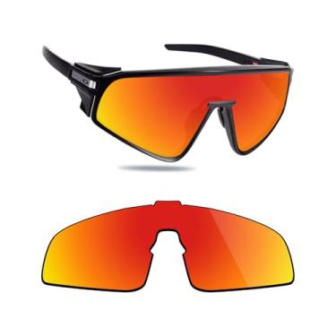 Imagem de Fiskr Lentes polarizadas de substituição compatíveis com óculos de sol Oakley Latch Panel OO9404, resistente a impactos e ajuste perfeito - vermelho fogo