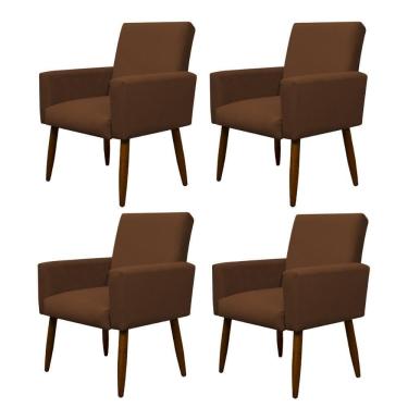 Imagem de Kit 4 Poltronas Para Sala Pés De Madeira Nina Cobre