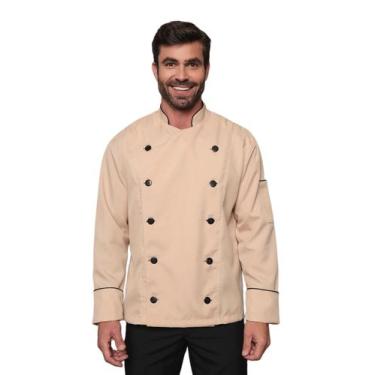 Imagem de Dolma Chef Masculina Manga Longa Bege Torino - Gardenia Jalecos, M