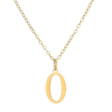 Imagem de SHE LIAN Colar com pingente personalizado com letra inicial delicada e delicada para presentes femininos, Small, Aço inoxidável, Sem Pedra Preciosa